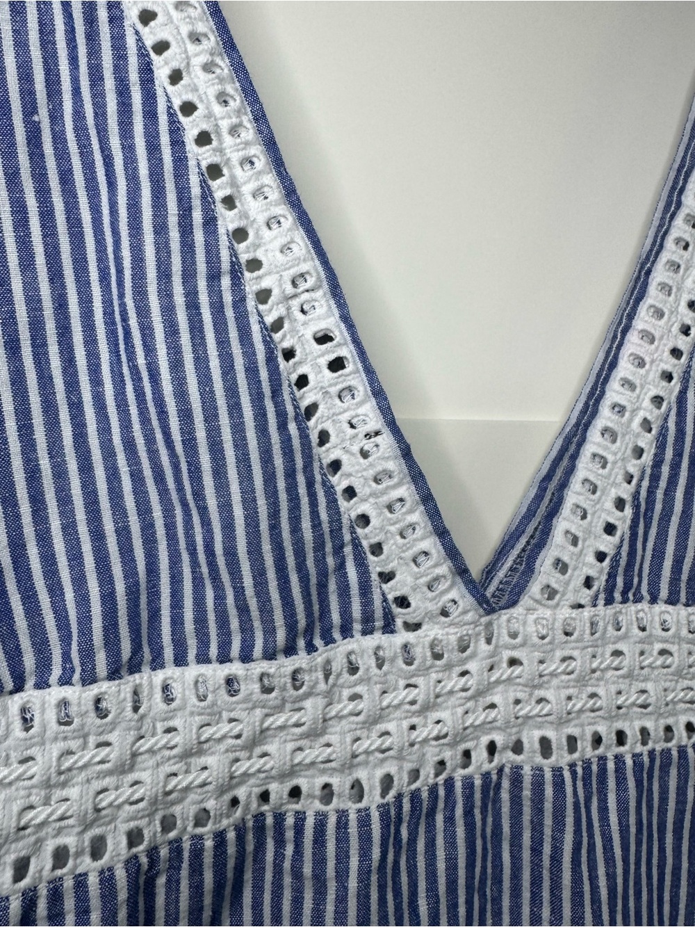 J. Crew Striped Eyelet Swim Tunic Cover-Up Dress Linen/Cotton Blend Size Small - Picture 10 of 15